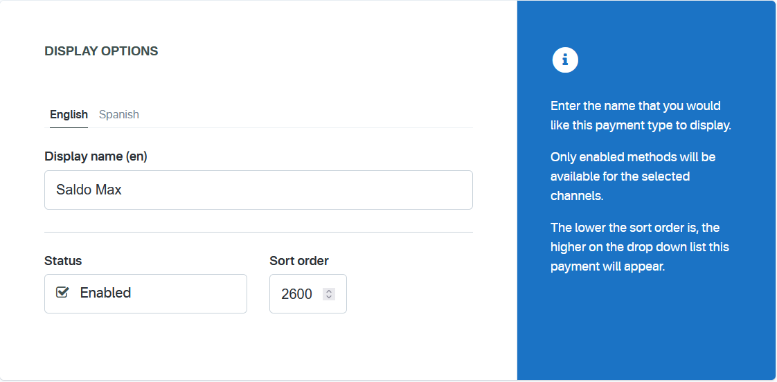 Saldo Max provider + 'saldo_max' + Display options