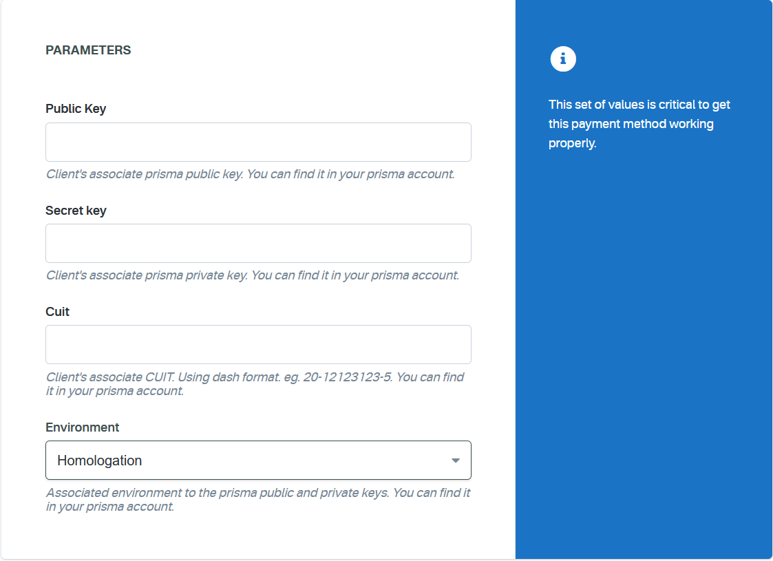 Prisma Terminal + Parameters Prisma Terminal + Parameters