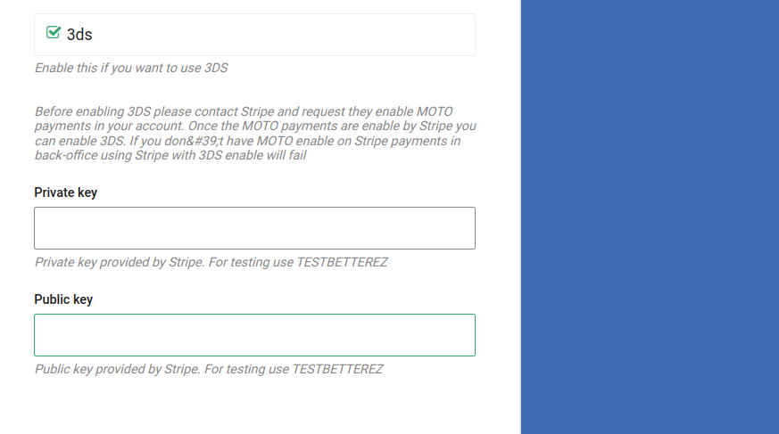 Stripe + 'online_credit' payment method + Parameters