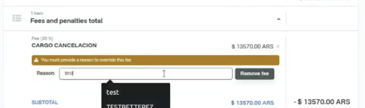Reversal fees
