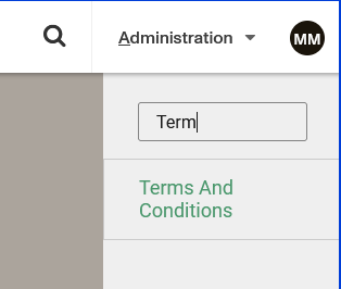 Admin -> Terms And Conditionns