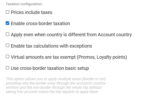 account cross border taxes options