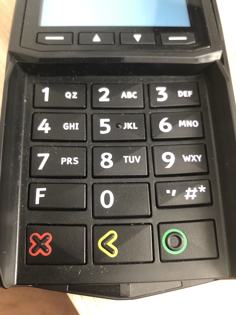 Click on the 'F' key in the keypad.