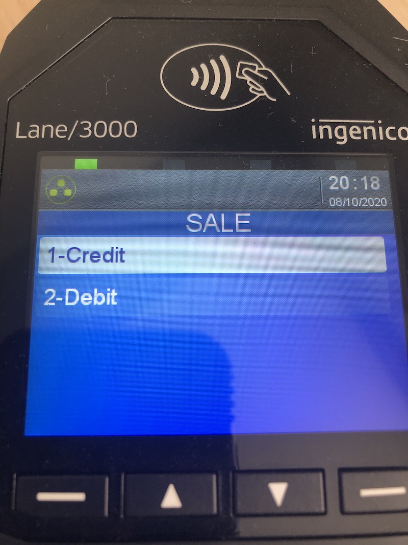 Pin pad select payment type