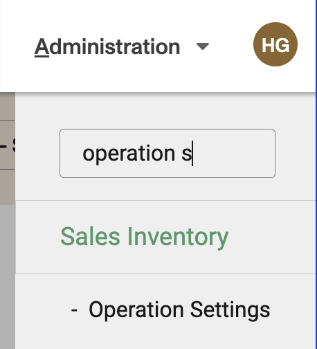 Operation settings menu