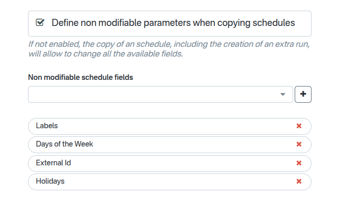 Define non modifiable parameters when copying schedules - with selected fields Define non modifiable parameters when copying schedules - with selected fields