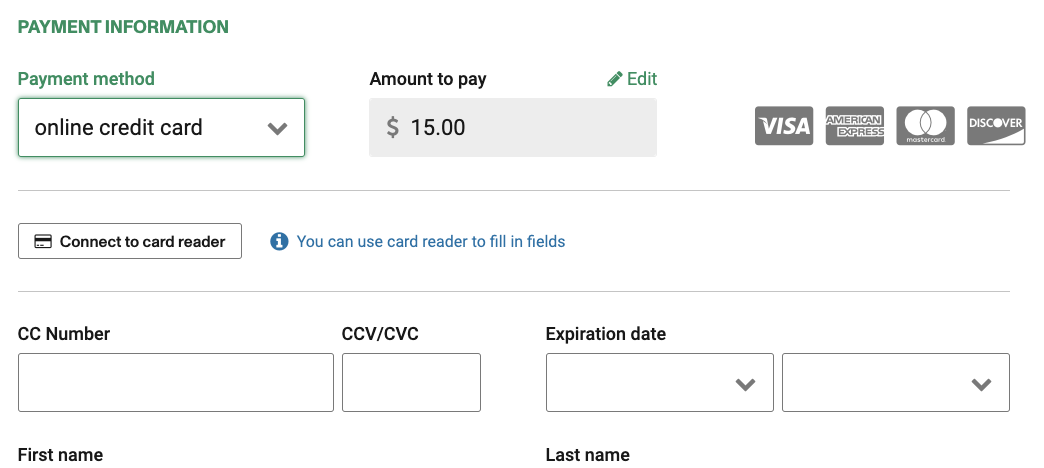 Payment selection combo