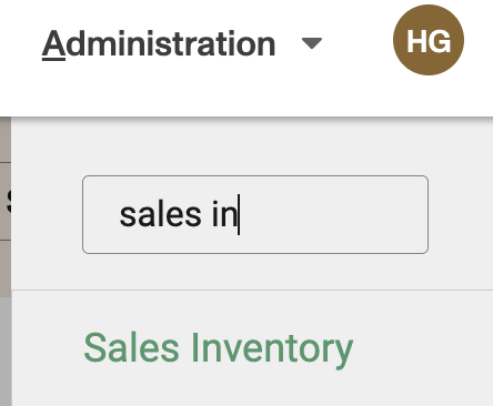 Sales inventory menu