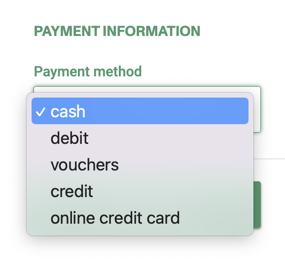 Select the payment method