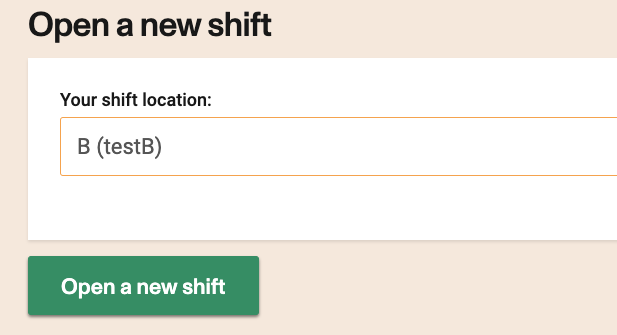 opening a shift with a default location