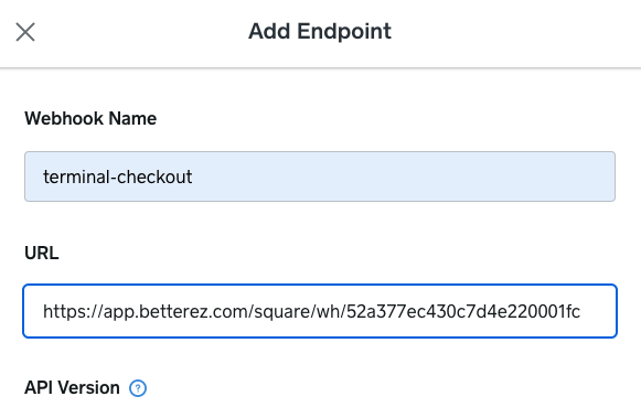 Square create a webhook end point