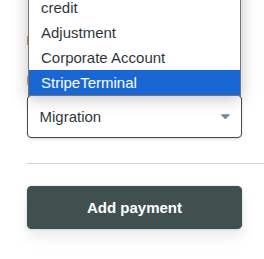 Payment selection combo