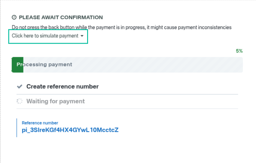 Payment simulate dialog