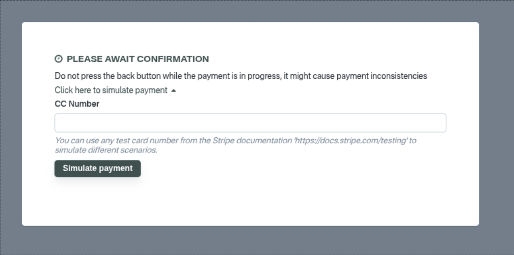 Payment simulate dialog 1