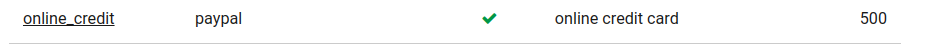 Paypal + 'online_credit' payment method