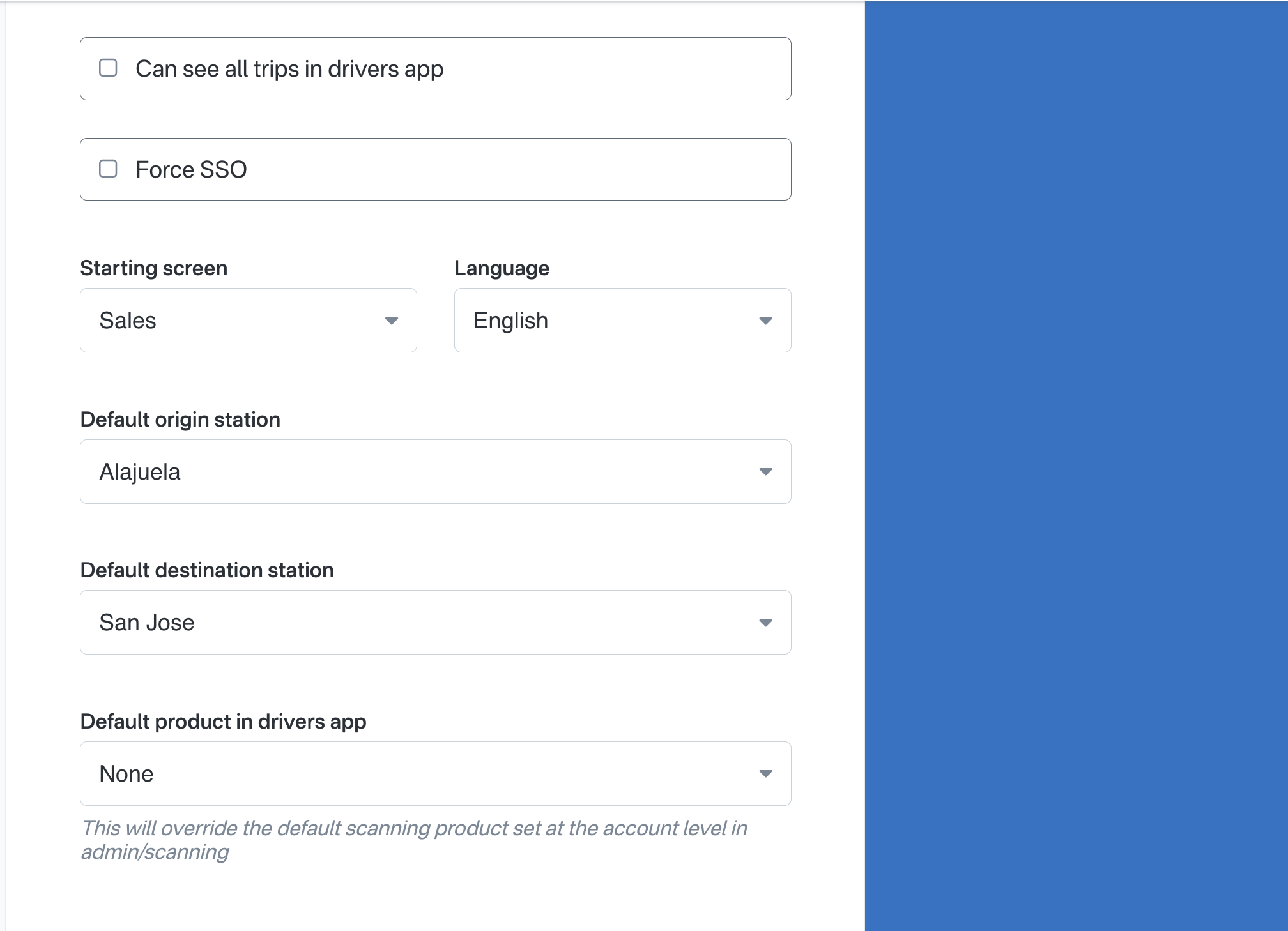 New user screen
