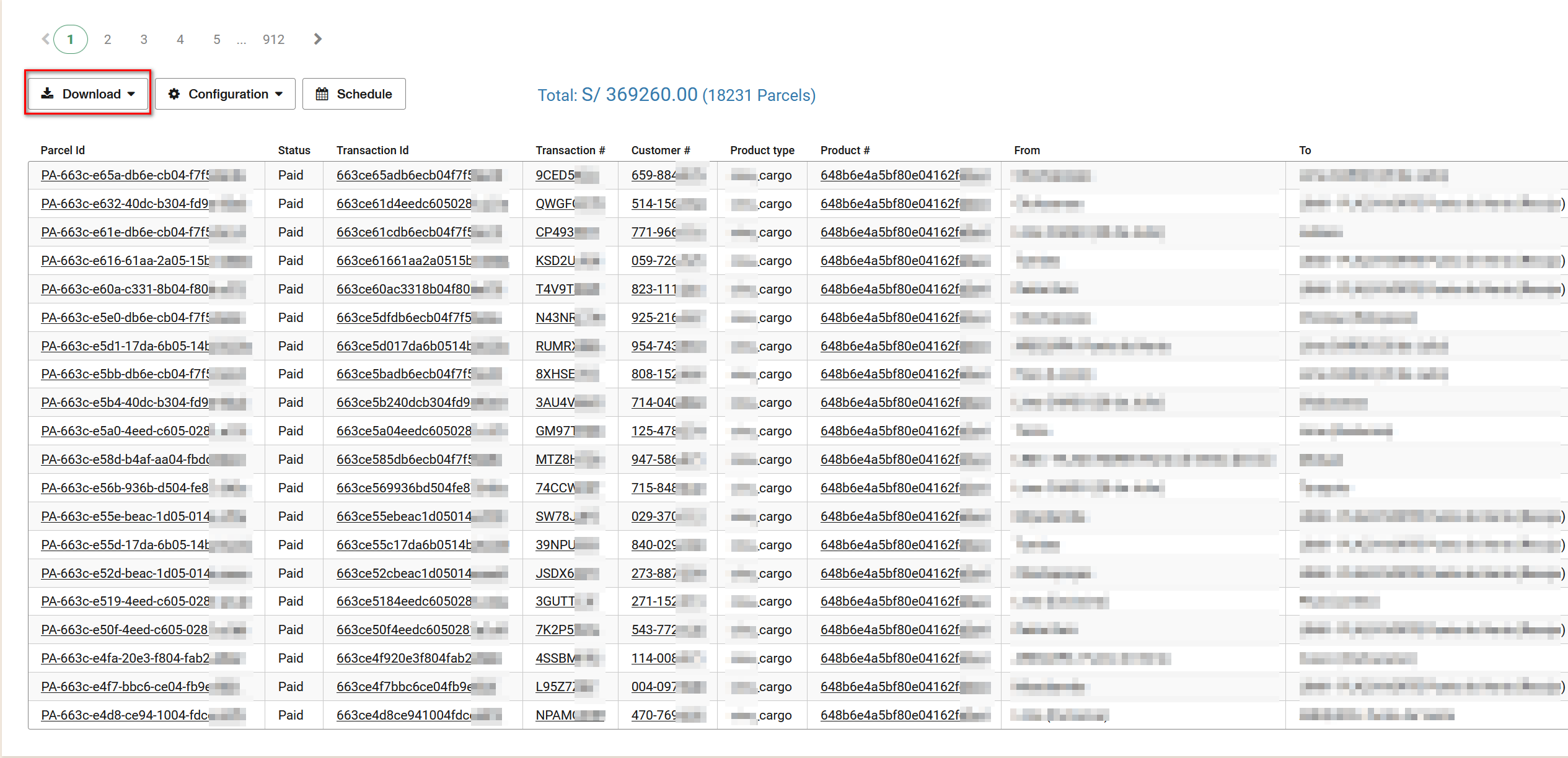 Parcel download