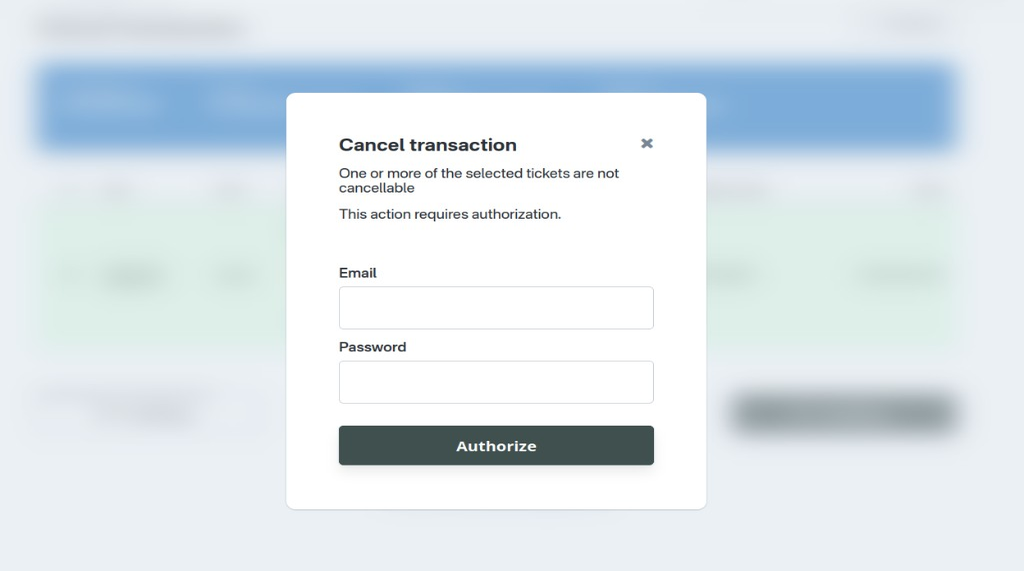 Refunds Cancel Authorization Modal Refunds Cancel Authorization Modal
