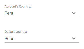 Country of the account and the default country Country of the account and the default country
