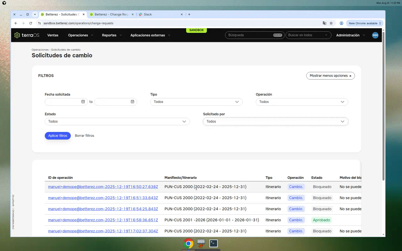Filtros de solicitudes de cambio Filtros de solicitudes de cambio