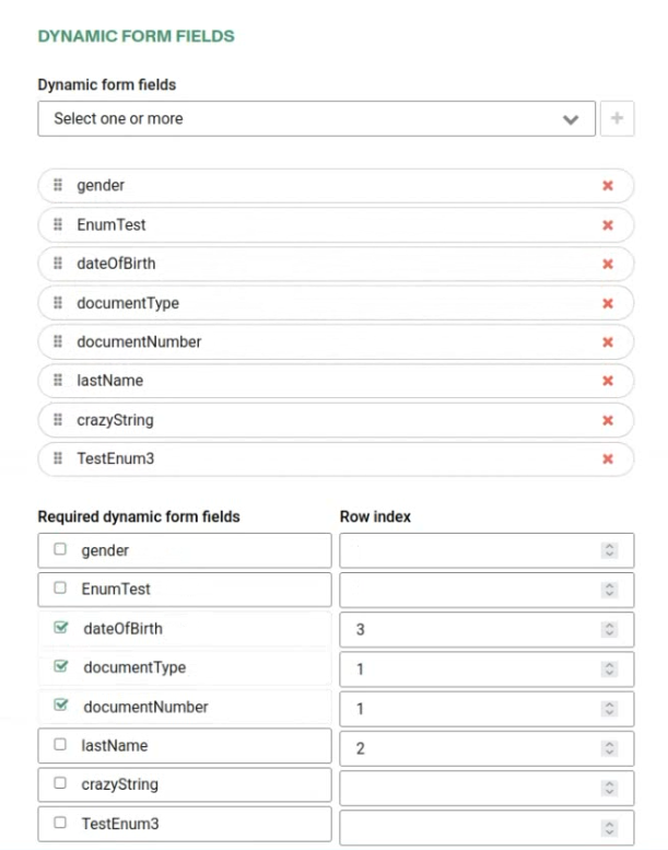 dynamic fields you want to use in this form