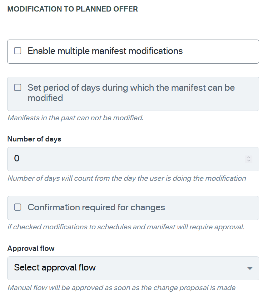 Modification to planned offer