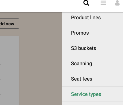 service types menu