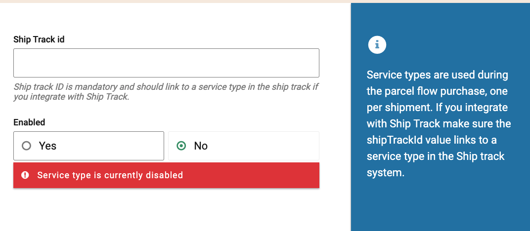 service types shiptrack