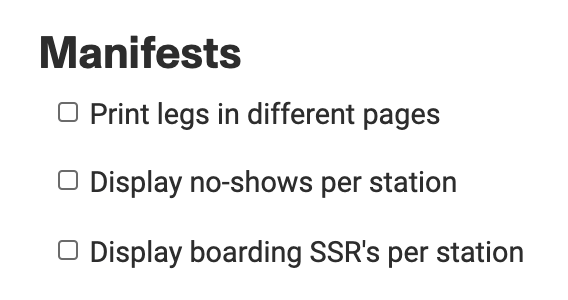 Manifest setup options