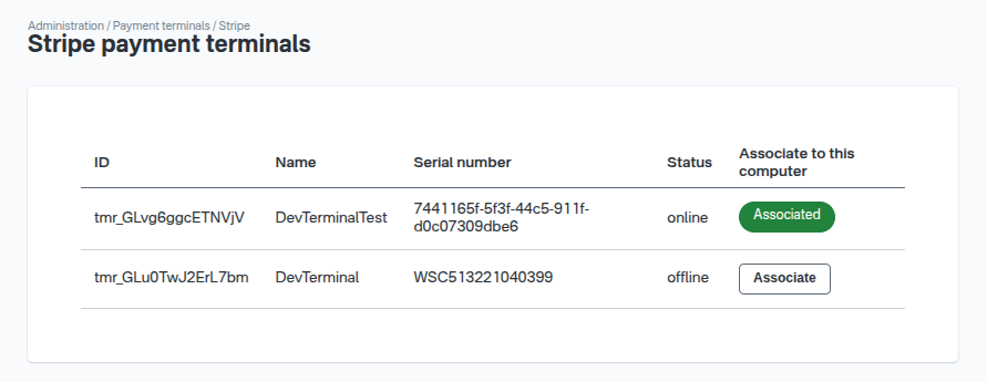 stripe terminal list