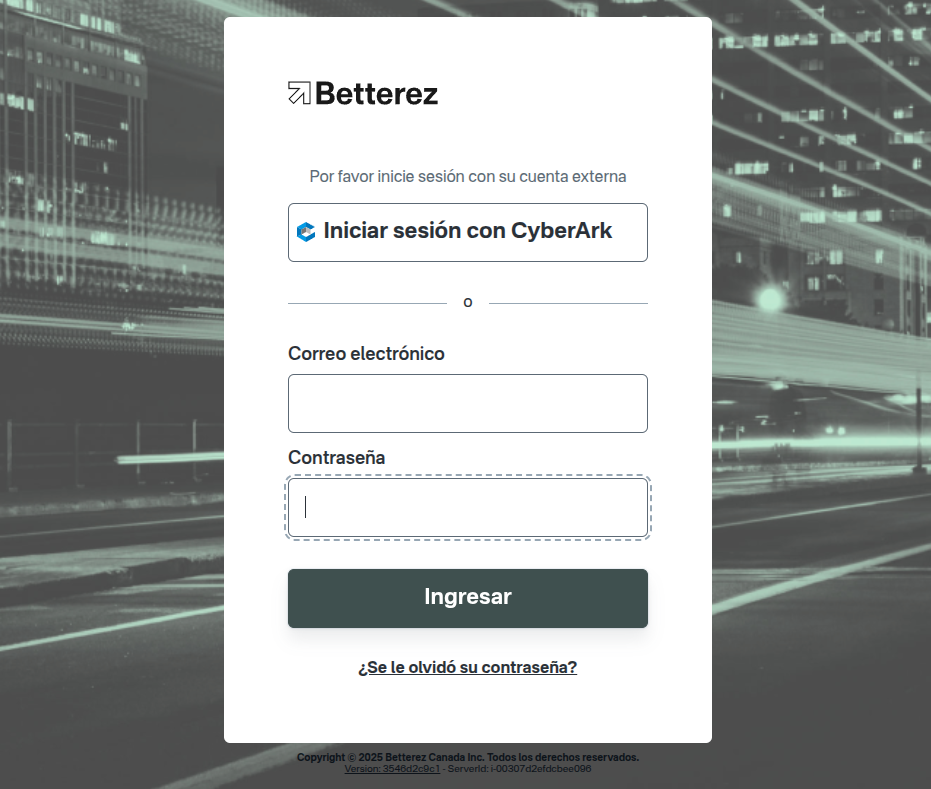 Login page with CyberArk Login page with CyberArk